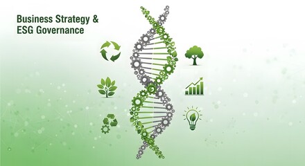 Dna strand with business strategy and esg governance icons