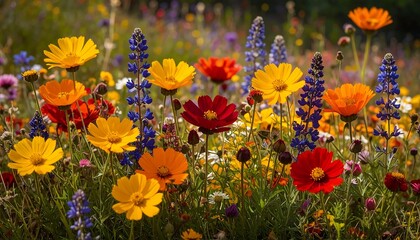Vibrant wildflower meadow