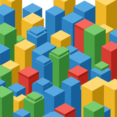 Obraz premium Colorful Cityscape - A Vibrant Abstract Architectural Composition.