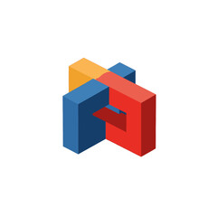 Obraz premium Abstract geometric shapes with vibrant colors and perspective.