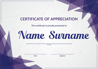 Certificate of Achievement Template with Elegant Purple Geometric