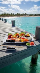 Obraz premium Delicious Sushi Platter on a Pier.