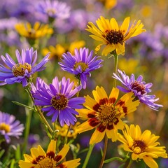 Vibrant wildflowers in a sunlit meadow