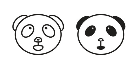 Panda bear icons simple vector set. logo sign symbol set
