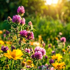 Vibrant wildflowers in a sunny meadow
