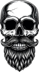 Vector art illustration of a winged skull and crossbones tattoo design with a gothic symbol of death on black for Halloween
