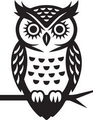 minimal owl logo vector symmetrical bird icon black white ornamental feather pattern illustration