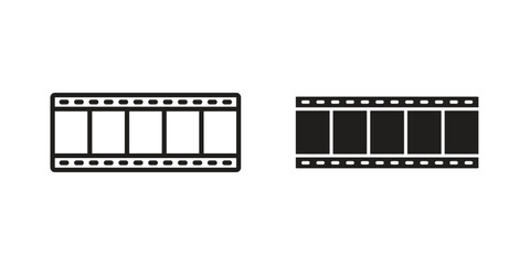 Negative film icons simple vector set. logo sign symbol set