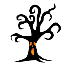 Spooky Halloween Horror Tree Vector Illustration
