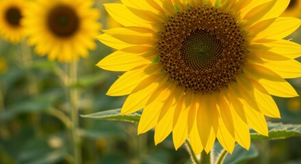 Radiant sunflowers bathing in the sunlight creating a beautiful summer feeling with their vibrant