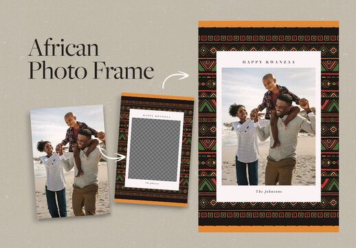 Africa Photo Frame Template, Flyer, Invite & Greetings Card Layout for Kwanzaa or African Festivals
