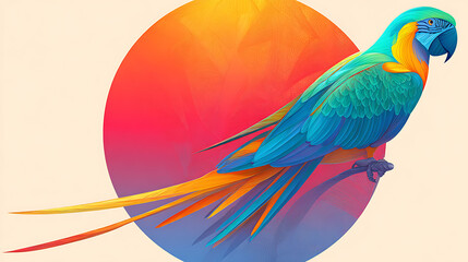 Vibrant Blue and Yellow Macaw Parrot Against a Gradient Circle bird tropical