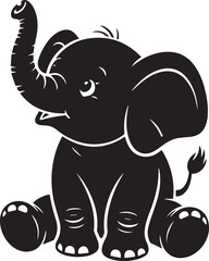 playful baby elephant vector character sitting smiling trunk raised ideal for nursery stationery
