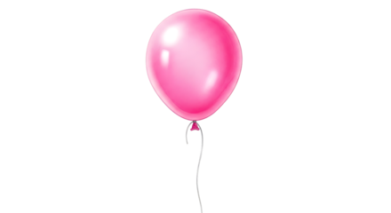 Illustration of a single pink balloon with a string, isolated on transparent background