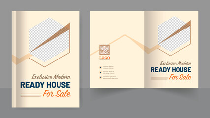 Real-estate house sale brochure cover page annual report book cover business profile design template elegant modern editable text file