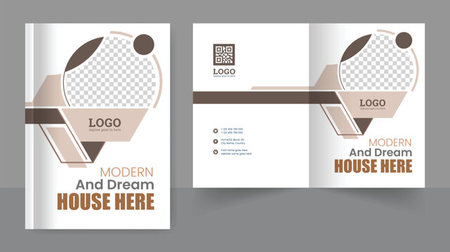 Real-estate house sale brochure cover page annual report book cover business profile design template elegant modern editable text file
