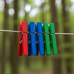 Vibrant and Organized: Colorful Clothespins Representing Diversity and Growth for Creative Projects and Teamwork