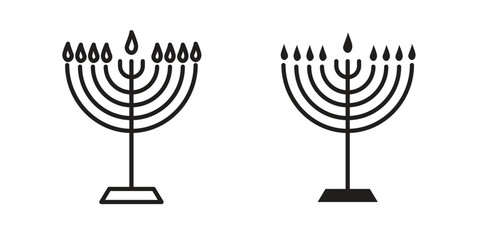 Menorah icons simple vector set. logo sign symbol set