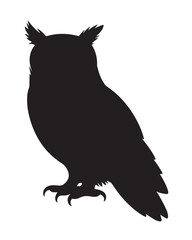 black owl silhouette vector perched on branch owl icon wing feather talon stencil minimal design ai eps png jpeg