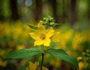Vibrant yellow flower in a forest setting