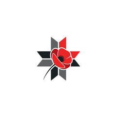 Remembrance Day Poppy Symbol for Veterans Memorial Ceremony and Peace Concepts