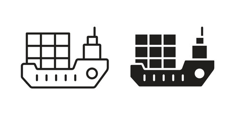 Logistic ship icons simple vector set. logo sign symbol set