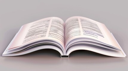 Open Book with Text in Focus on Light Gray Background