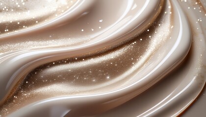 creamy flowing cosmetic texture with shimmering particles