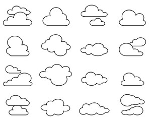 set of cloud icons