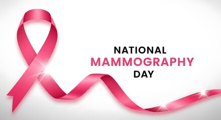 National mammography day awareness campaign featuring a pink ribbon symbolizing breast cancer support