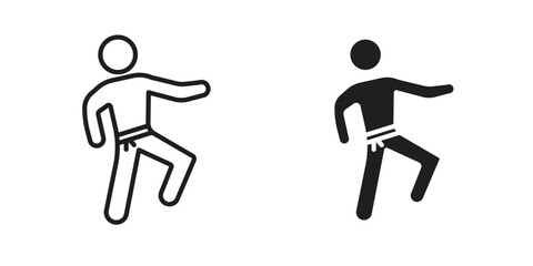 Karate fighter icons simple vector set. logo sign symbol set