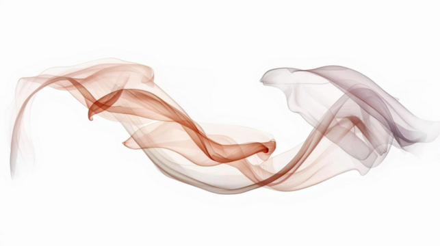 Warm rose and beige smoke waves glide over white, forming silky gradients and serene motion that convey elegance and calm, ideal for cosmetics packaging, website heroes, lookbooks, refined posters. 