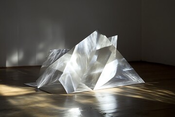 Abstract arrangement featuring pointed beams of light forming patterns