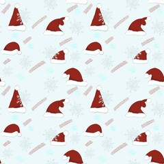 Seamless red hat Christmas pattern