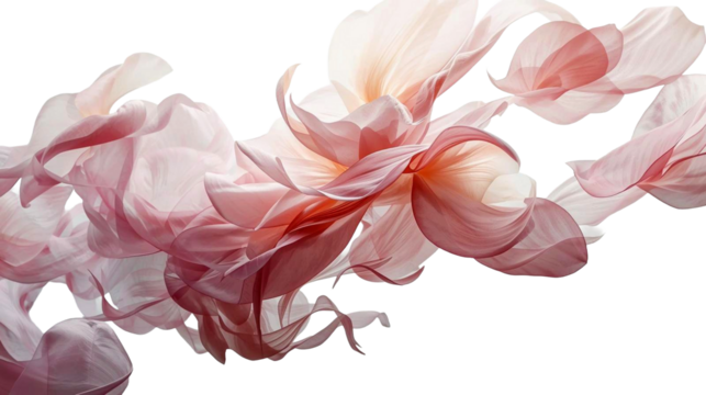 Abstract pink flower petals in soft motion, studio macro 