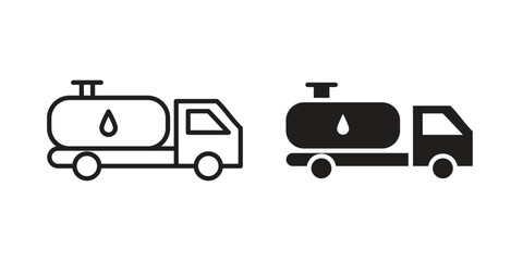 Fuel truck icons simple vector set. logo sign symbol set