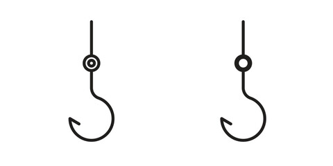 Fishing Hook icons simple vector set. logo sign symbol set
