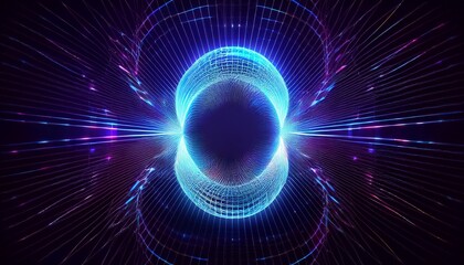 Fototapeta premium glowing abstract mesh torus digital art
