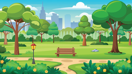 Obraz premium summer landscape with trees vector illustration