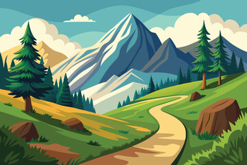 Fototapeta premium landscape with mountains vector illustration