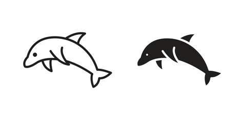Dolphin icons simple vector set. logo sign symbol set