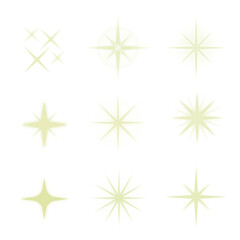 Gold sparkling star symbol set