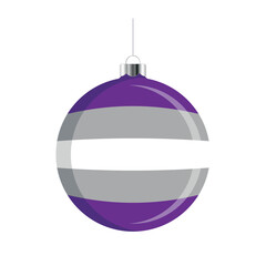 Graysexual Flag Christmas ball icon vector isolated on a white background. LGBTQ+ decorative Christmas tree ornament. Christmas hanging bauble with a Graysexuality pride flag symbol