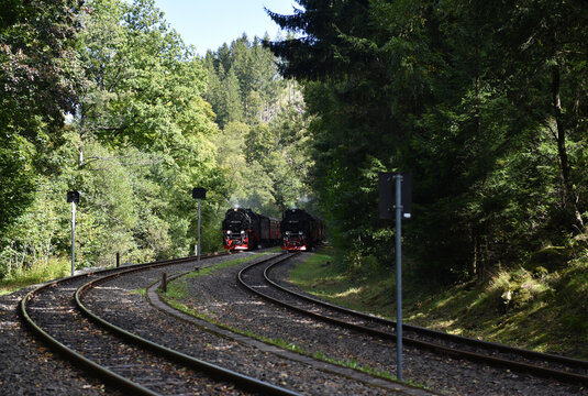 Doppelfahrt zweier Dampfloks der Harzer Schmalspurbahn