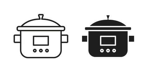 Crock pot icons simple vector set. logo sign symbol set