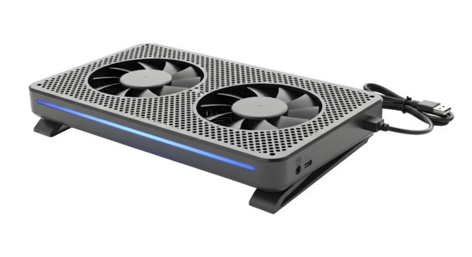 Innovative aquarium cooling fan isolated on transparent background, designed to maintain optimal water temperature and enhance aquatic life support system