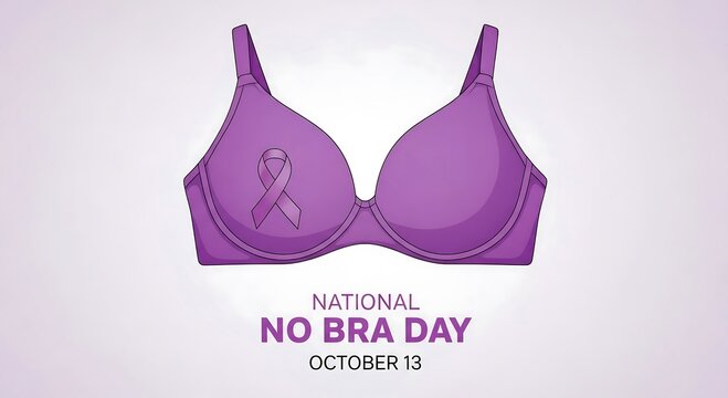 Purple no bra day awareness campaign featuring a lace trimmed bra on october 5th - Powered by Adobe