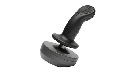 Black joystick isolated on transparent background, a versatile input device for gaming, simulation, and industrial control, offering precise maneuverability
