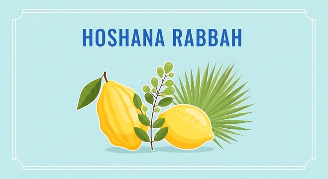 Hoshana rabbah celebration featuring the four species of sukkot in a festive illustration