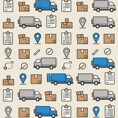 seamless pattern of dilvery icon set